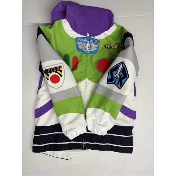 Buzz Lightyear Jacket Kids 5/6 Space Ranger Zip Hooded Costume Jet Pack Laser - Picture 7 of 8